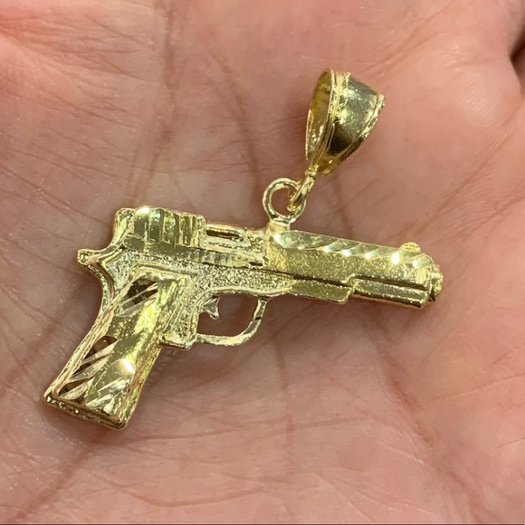 New Gold plated Gun Pendant
